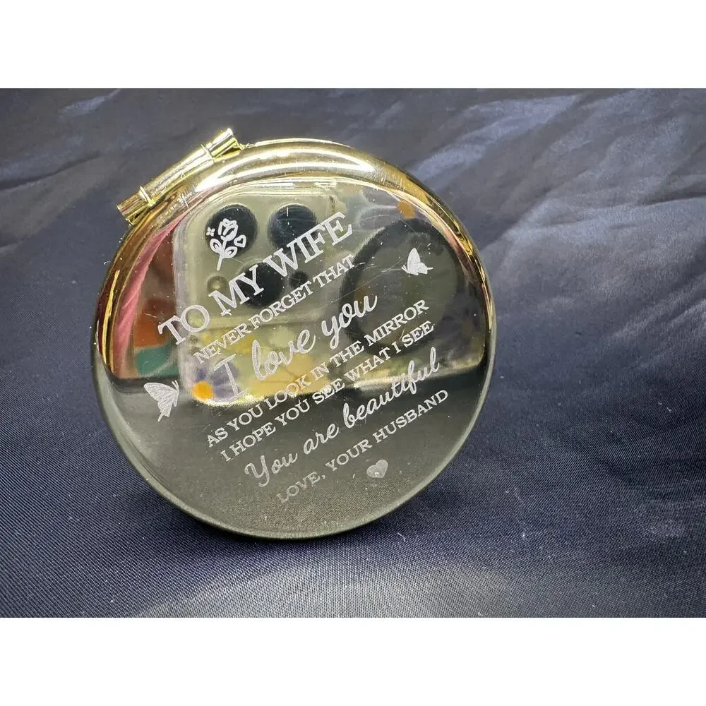 Gold Compact Dbl Mirror Magnified I Love You Gift From Husband Beautiful Wife